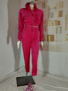 & Other Stories Hot Pink Velour Zip Hoodie and Joggers Set
